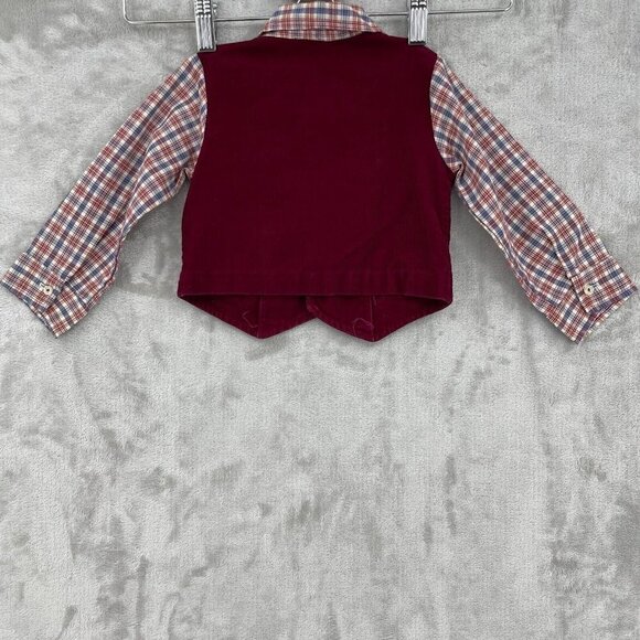 Vintage Western Corduroy Long Sleeve Button Front Shirt Faux Vest - Picture 6 of 10